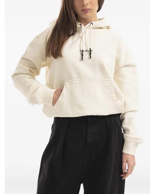 Tom Wood White Logo-Print Hoodie