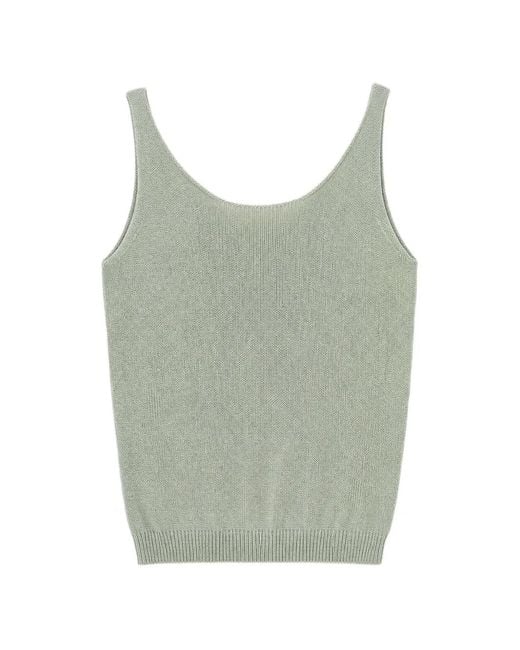 Paloma Wool Green Ribbed-Knit Asymmetric-Strap Top