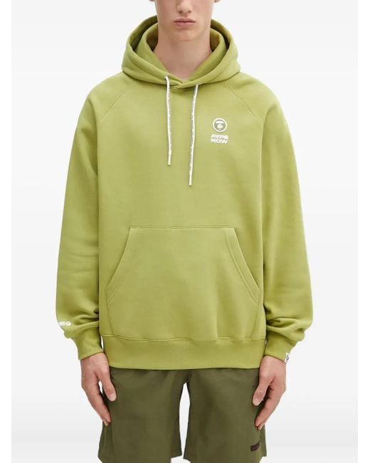 Felpa Aaper Con Cappuccio E Logo di Aape By A Bathing Ape in Green da Uomo