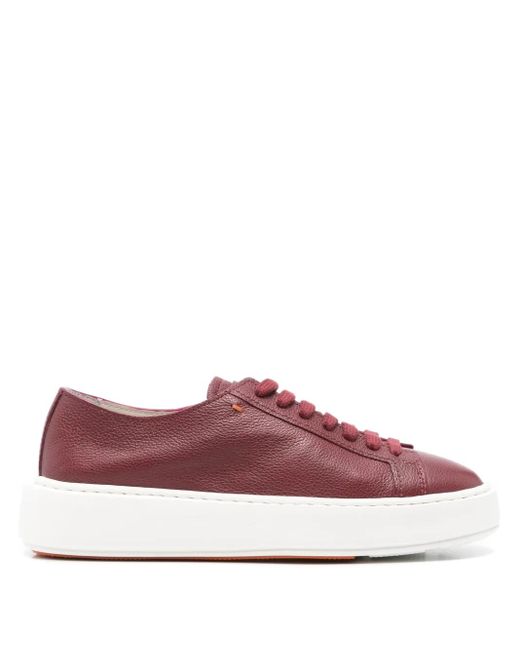 Santoni Purple Lace-Up Platform Sneakers