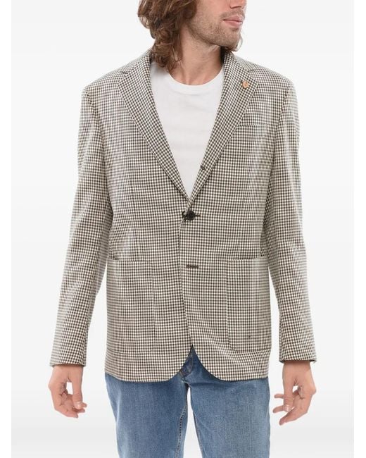 Corneliani Gray Checked Single-Breasted Blazer for men