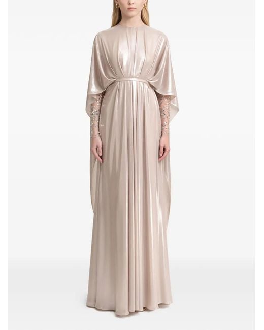 Gemy Maalouf Natural Robe Longue À Manches À Ornements