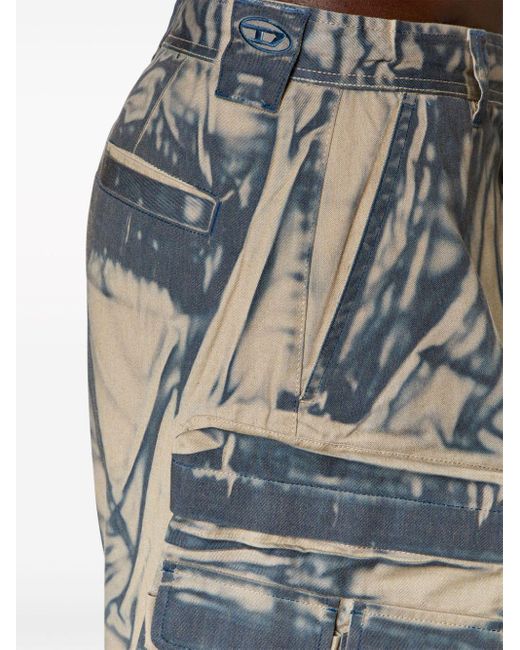 DIESEL Blue P-hugh Crease-effect Cargo Trousers for men
