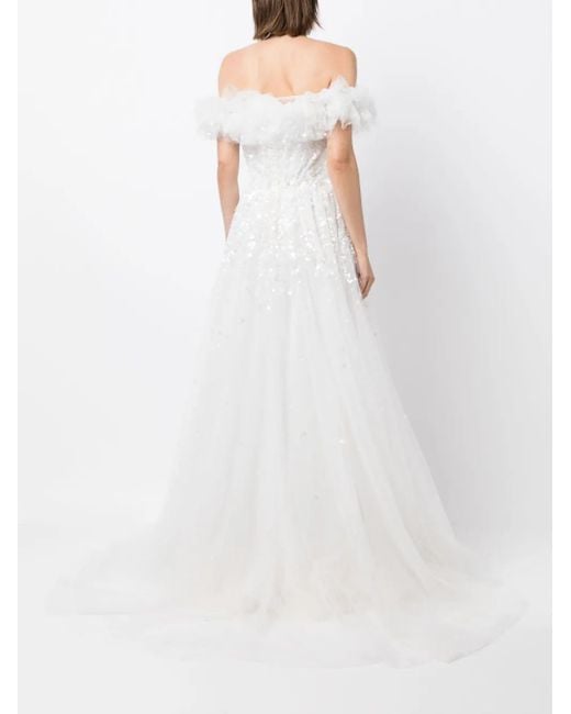 Jenny Packham White Angel Eyes Flared Maxi Dress