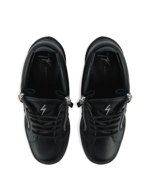 Giuseppe Zanotti Black Addy Wedge Zip-Detail Sneakers