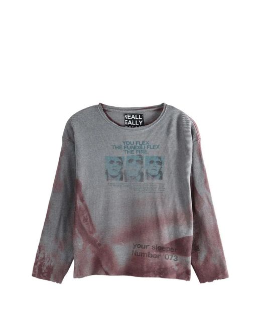 SAITOS Gray Graphic-Print Waffle-Knit T-Shirt for men