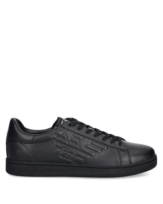 EA7 Black Logo-Detail Lace-Up Sneakers
