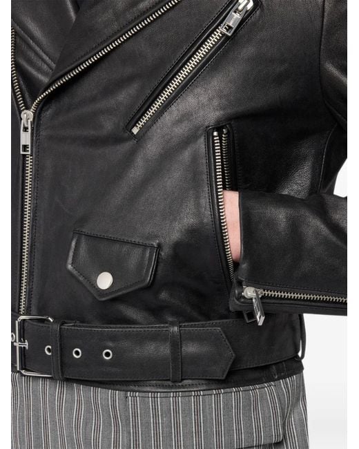 Moschino Black Unstructured Nappa-Leather Biker Jacket for men