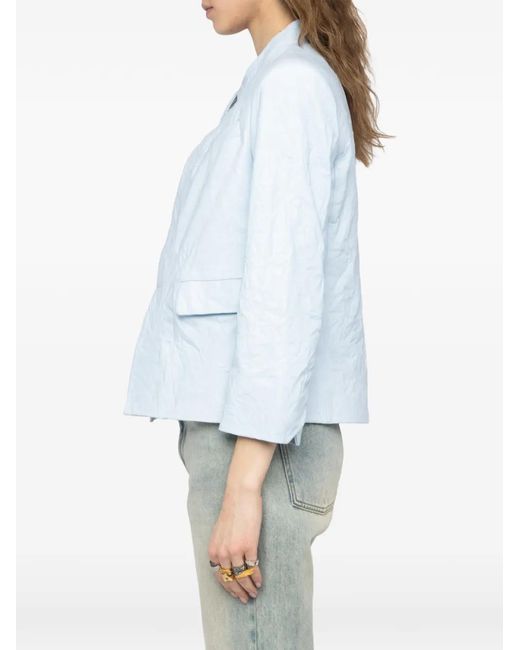 Zadig & Voltaire Blue Veryn Creased Leather Blazer