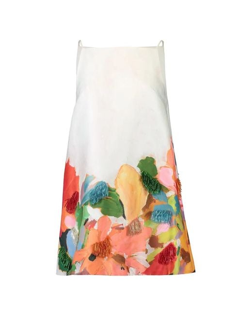 Acler White Java Bead-Embellished Mini Dress