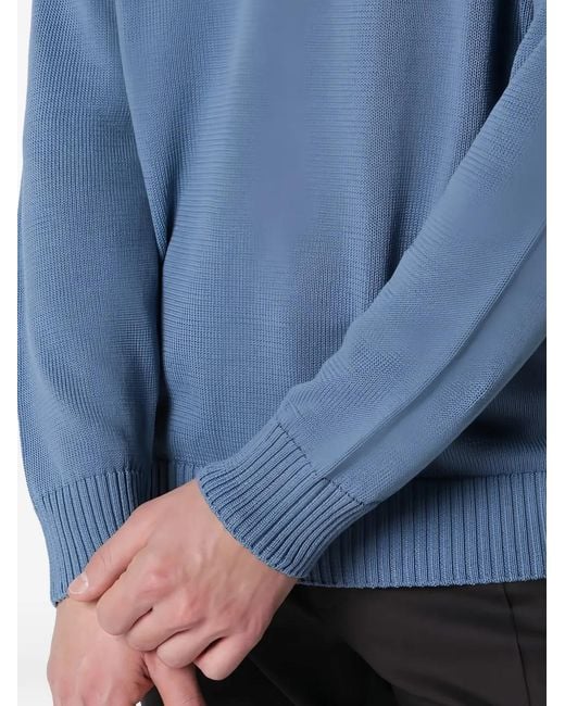 Drumohr Blue Long-Sleeve Crew-Neck Sweater for men