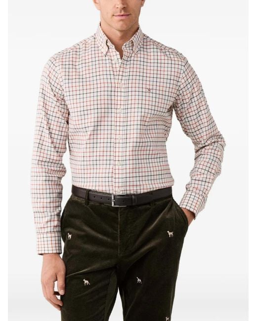 Hackett Tattersall Button-Down Overhemd in het White voor heren