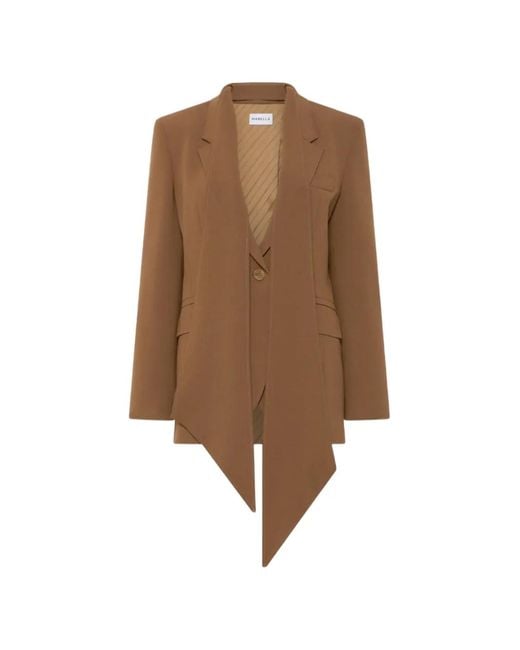 Marella Brown Scarf-Detail Single-Breasted Jacket
