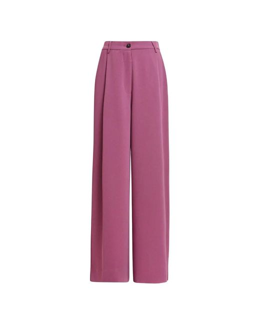 Essentiel Antwerp Pink Kelsea Pleated-Detailing Wide-Leg Trousers