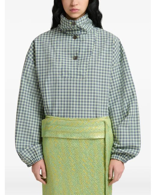 Marni Blue Checked Drawstring Shirt