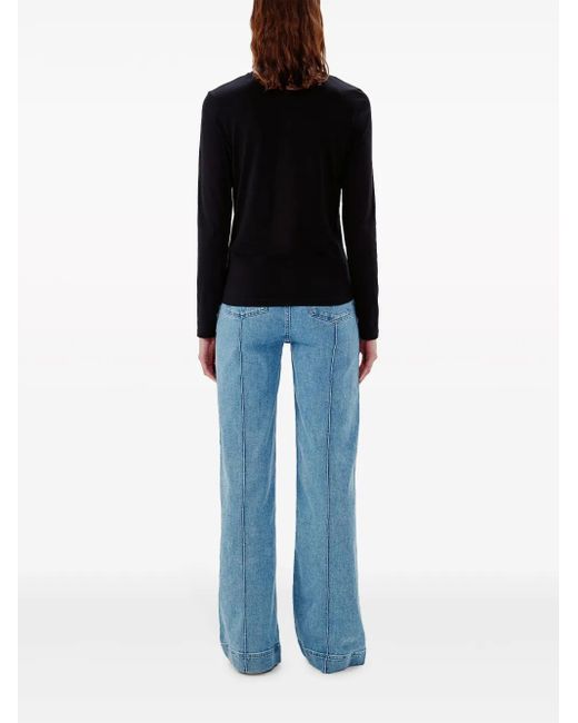 Another Tomorrow Black Crew-Neck Long-Sleeved T-Shirt
