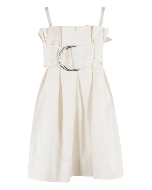 J.W. Anderson White Belted Pleated Mini Dress