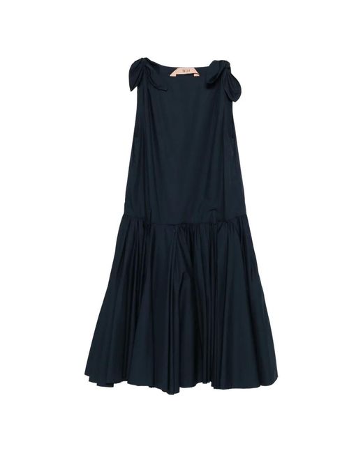 N°21 Blue Tie Straps Gathered Dress
