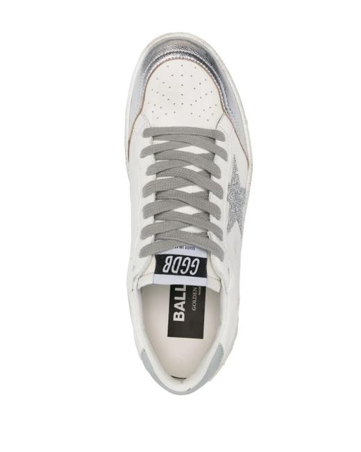 Golden Goose Deluxe Brand White Ballstar Glittered Leather Sneakers