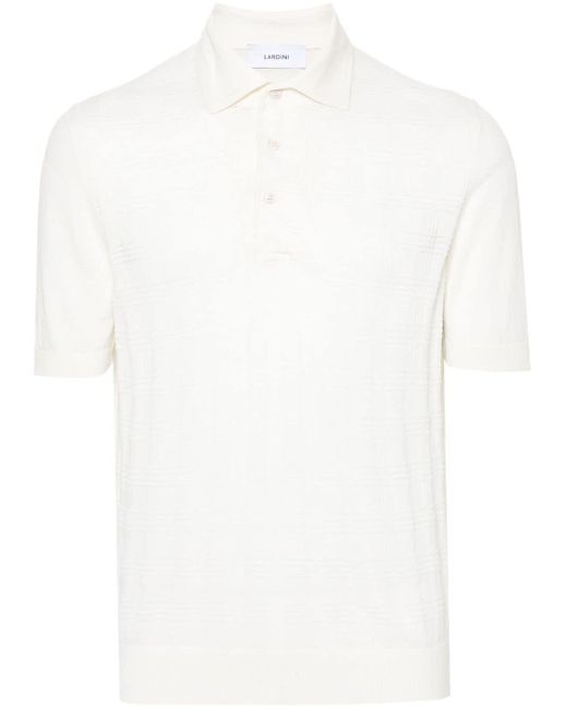 Lardini White Pointelle-knit Cotton Polo Shirt for men