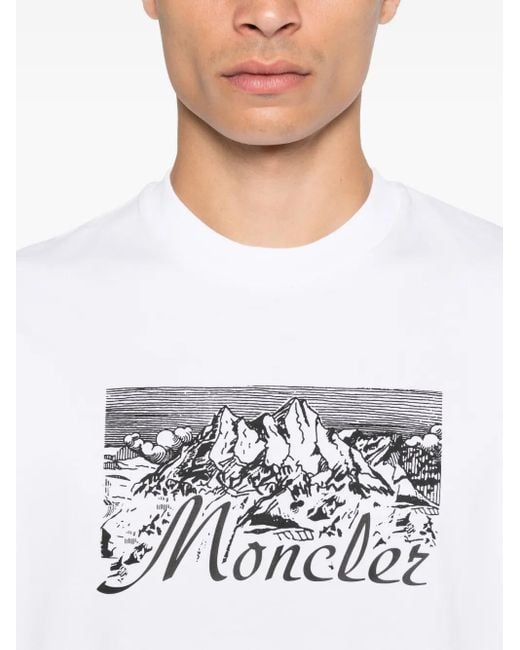 メンズ Moncler プリント Tシャツ White