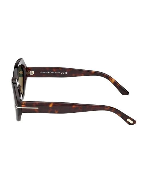Tom Ford Brown Geometric-Frame Sunglasses