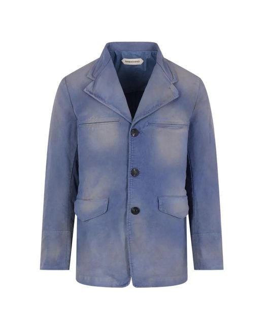 NAMACHEKO Blue Faded-Effect Single-Breasted Blazer for men