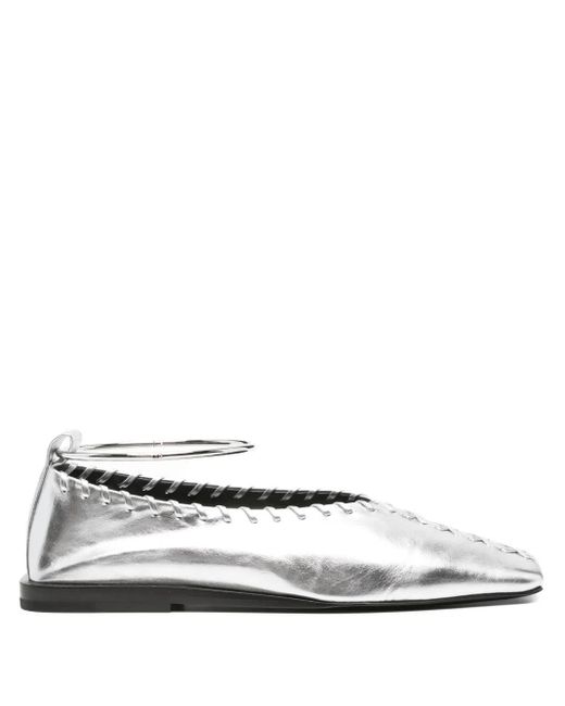 Jil Sander アンクルブレスレット フラットシューズ White
