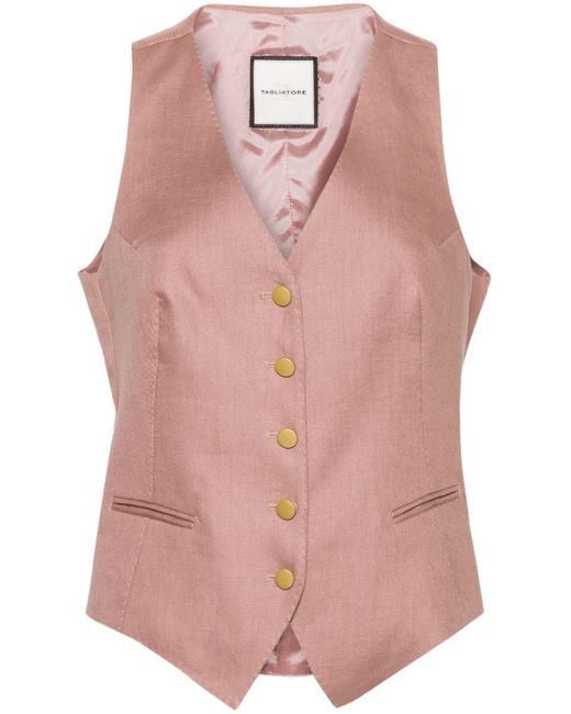 Tagliatore Pink Button-up Linen Waistcoat