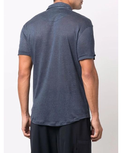 Orlebar Brown Blue Short-Sleeved Linen Polo Shirt