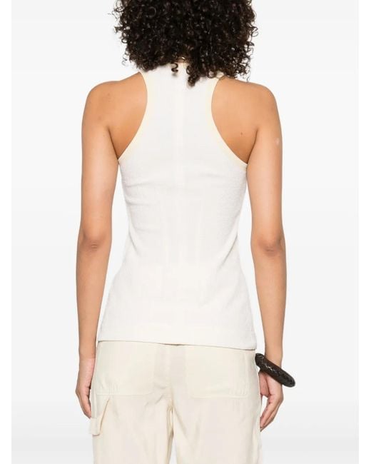 Nanushka White Ribbed Button-Placket Top