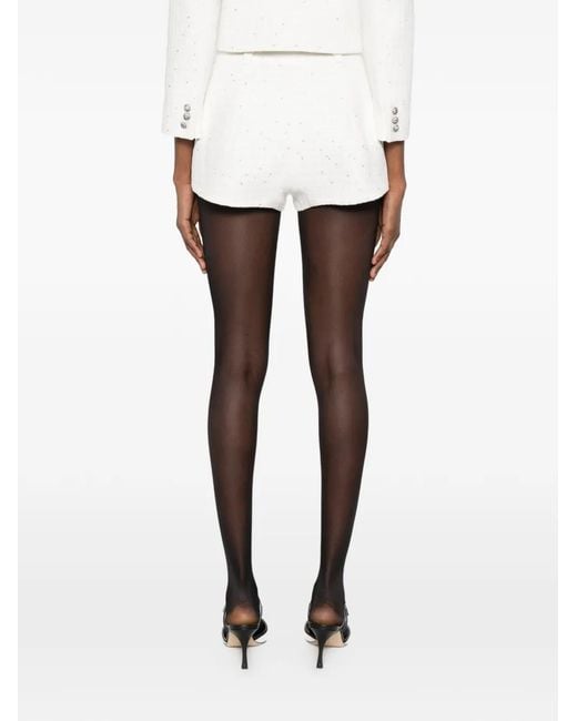 Alessandra Rich White Short Court À Boutons À Ornements