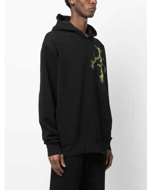 Philipp Plein Black Gothic-Print Rhinestone-Embellished Hoodie for men