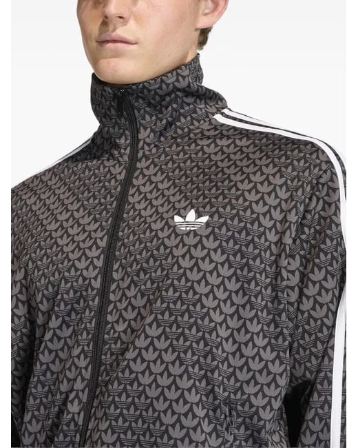 Adidas Gray Firebird Patterned Zip Sweatshirt for men