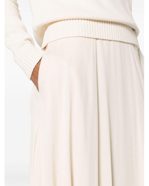 Ralph Lauren Collection White A-line Crepe Maxi Skirt