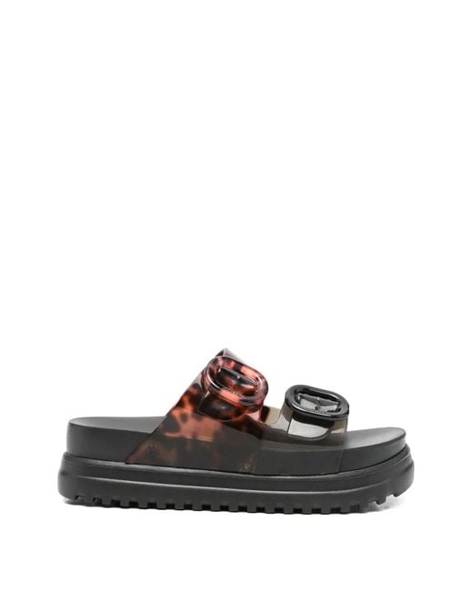 Melissa White Tortoiseshell-Effect Buckle-Strap Sandals
