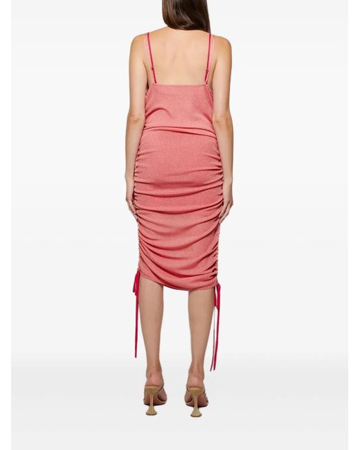Dion Lee Red Ribbed Drawstring Dress