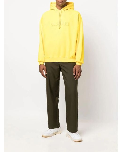 Sunnei Yellow Logo Drawstring Hoodie for men