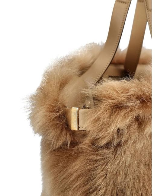 Tod's Brown Shearling Small Tote Bag