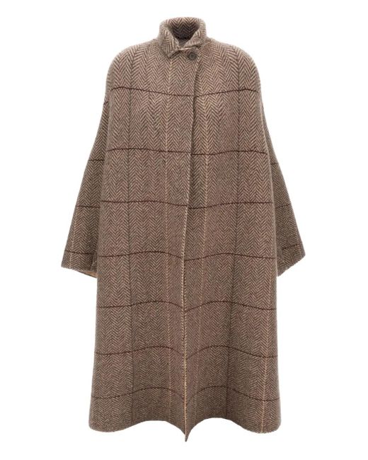 Boboutic Brown Checked-Pattern Coat