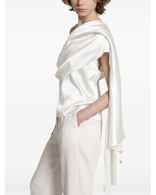 Alberta Ferretti White Pressed-Crease Straight-Leg Trousers