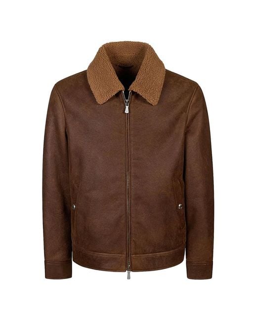 Eleventy Brown Shearling Jacket for men