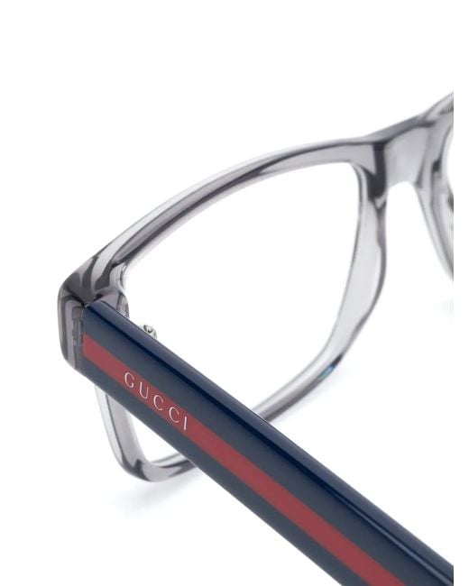Gucci Brown Web Detail Rectangular-Frame Glasses for men