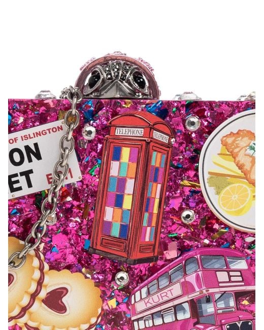 Kurt Geiger Pink London Box Glittered Clutch Bag