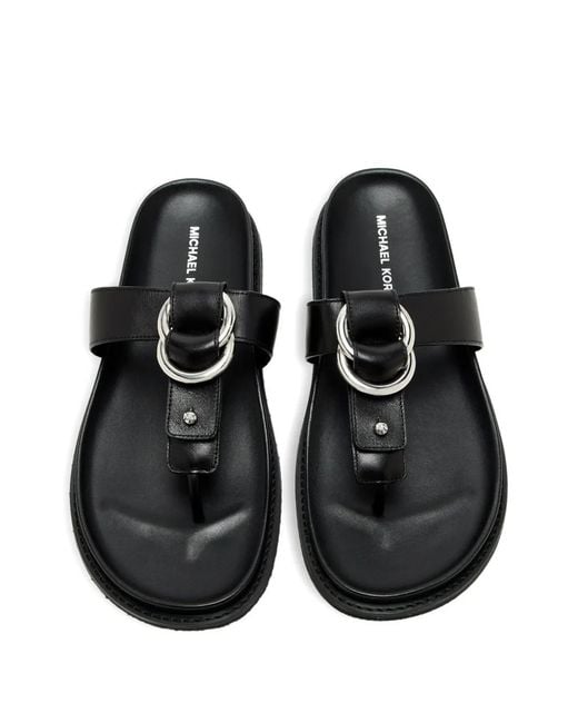Michael Kors Black Jaden Leather Thong Sandal