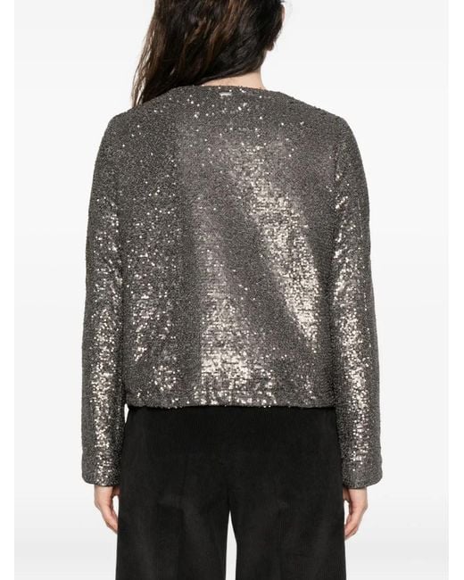 Herno Gray Sequinned Zip-Up Jacket
