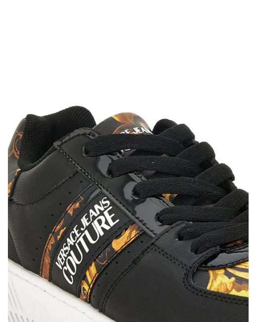 Versace Jeans Couture Black Baroque-Print Trainers