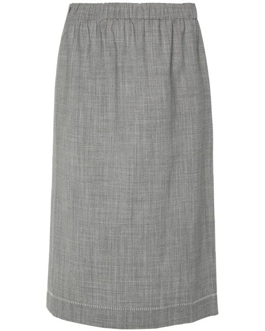 Fabiana Filippi Gray Decorative-Stitching Chambray Skirt