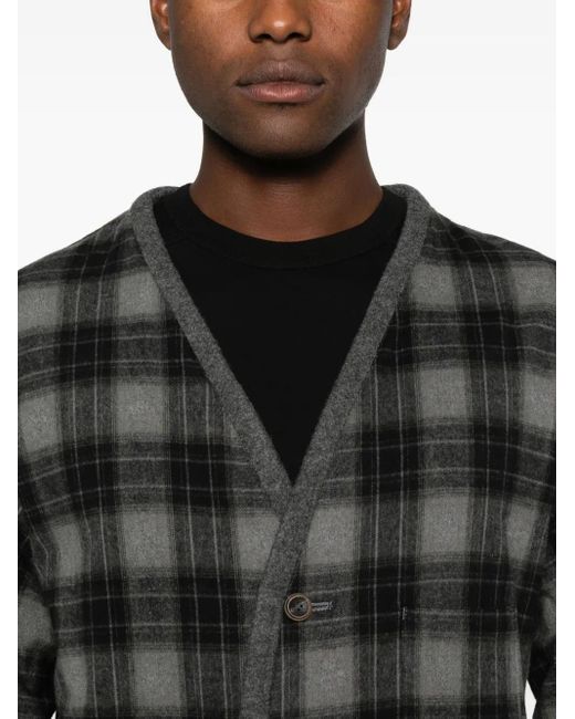 Individual Sentiments Black Plaid-Pattern Cardigan for men