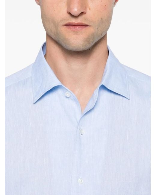 Zegna Blue Linen Shirt for men